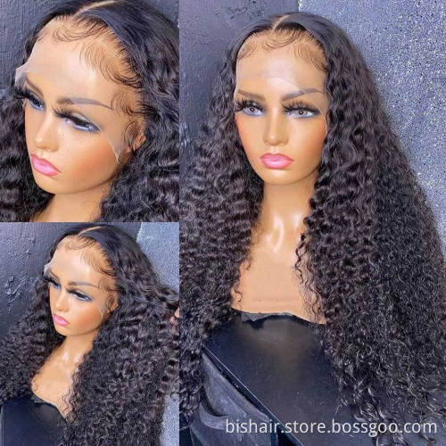 Deep Wave Frontal Wig  T Part Brazilian Deep Wave WigTransparent Lace Wigs Wet And Wavy Deep Curly Lace Front Human Hair Wigs